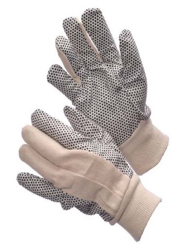 300 Pairs Cotton Canvas Work Gloves w/ PVC Dots Men Size Indoor Outdoor Field