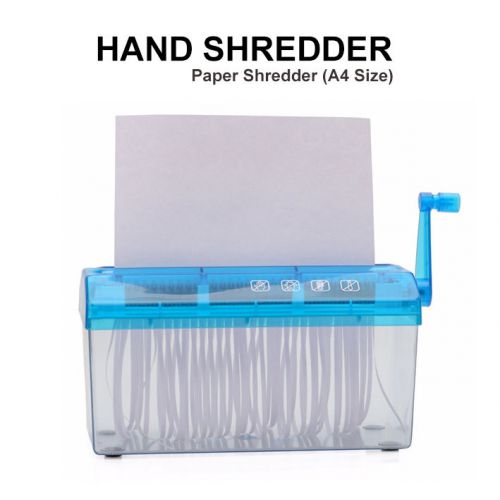 Portable Hand Wind Paper Shredder Office Home School Straight-Cut A4