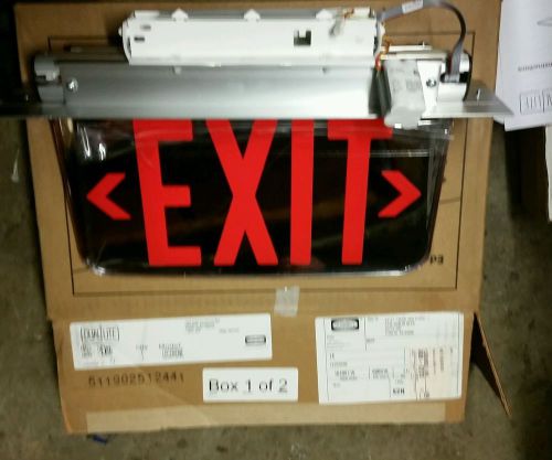 Duellite red exit sign miror backed 2 sided with urk battery back up for sale