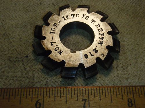 MORSE No 7 - 10P 14 To 16T Depth .216 Involute Gear Cutters HS -12 Gear Cutter