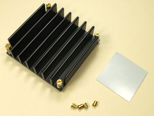 Aluminum Heat Sink Black Anodized Fins LxWxH 58x58x16mm Push Pin Screws Adhesive