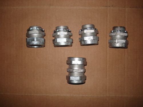 Rigid threadless 3/4 inch compression fittings 4 connectors 1 coupling. for sale