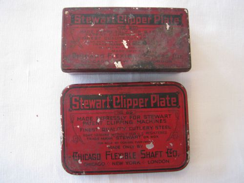 Vintage Stewart Clipper Plate 2 tins &amp; 1 Plate Chicago Flexible Shaft Co