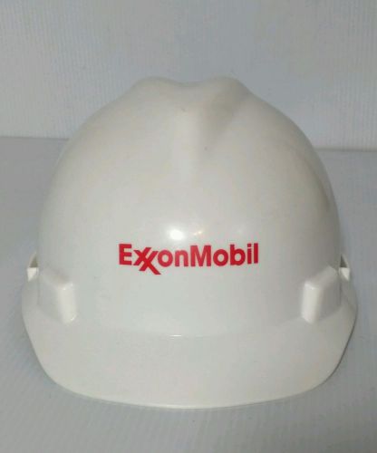 VINTAGE V-Gard ExxonMobil Oil Field HARD PLASTIC HARD HAT w Straps Inside