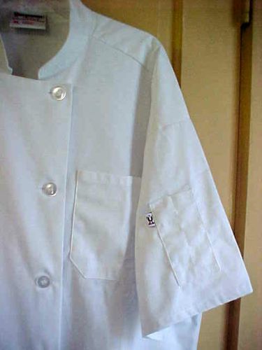 54&#034;  XL - 3X chef coat short sleeve WHITE double breasted button front Lot of 2