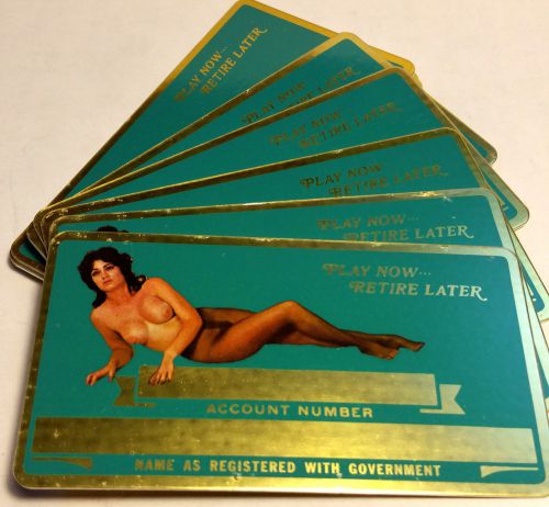 10 Vintage Blank Aluminum Nude Brunette  Model Social Security Cards