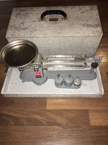 OHAUS TRIPLE BEAM BALANCE SCALE WITH 3 WEIGHTS &amp; CASE EXCELLENT