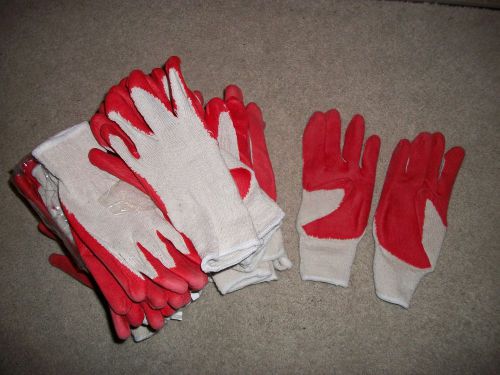 19 Pair Firm Grip Red Latex Rubber Palm Coated Protective Work Safety Gloves NEW