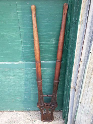 Vintage Cast Iron Wooden Handles Cattle Dehorner Tool Signed OKENNA PICTON ONT