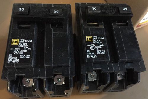 Two New Square D Homeline 30 Amp Couple Pole Circuit Breakers