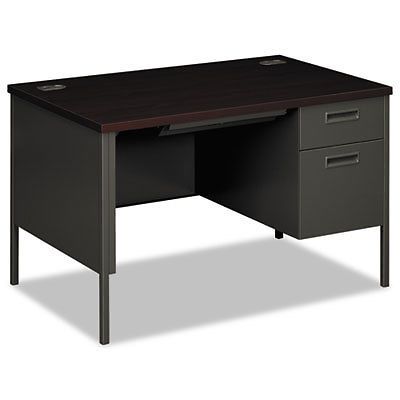 Metro Classic Right Pedestal Desk, 48w x 30d x 29 1/2h, Mahogany/Charcoal