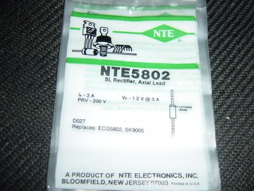 NTE5802 200Volt 3Amp INDUSTRIAL RECTIFIER DIODE REPL ECG5802
