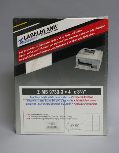 Labelblank Z-MD 09733-3 White Laser Labels Permanent Adhesive 4&#034; x 3-1/3&#034;