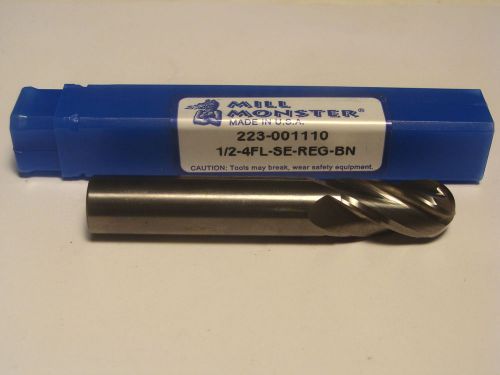 Nos mill monster usa 1/2&#034; solid carbide 4 flute ball nose end mill 223-001110 for sale