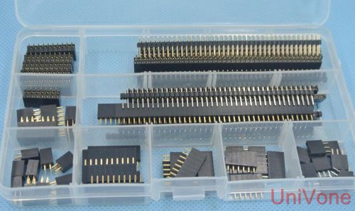 2.54mm Pin Header .100&#034; Male Female Pin Header Strip Assorted Kit 11 Types