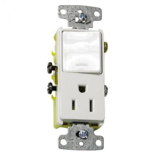 Rocker combo switch and receptacle 15a almond hubbell electrical products for sale