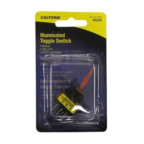 CALTERM TOGGLE SWITCH, AMBER, ON-OFF, .250 TERMINALS, 20 AMPS, 12 VOLT  #40220