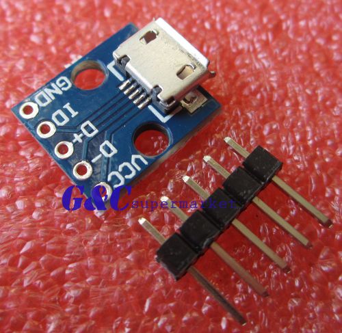 2pcs female micro usb to dip 5-pin pinboard 2.54mm micro usb type m93 for sale