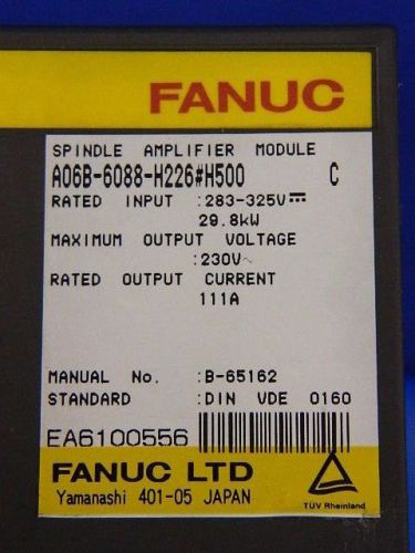 FANUC SPINDLE AMP MOD A06B-6088-H226 #H500 6M WARRANTY CORE CREDIT AVAILABLE