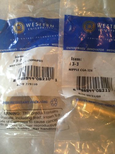 Item# 78-western nut 13-2 and nipple 13-3 combo,cga 326 nitrous oxide for sale