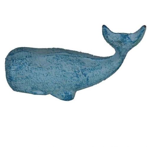 Handcrafted Nautical Decor Whale Paperweight Light Blue Whitewashed
