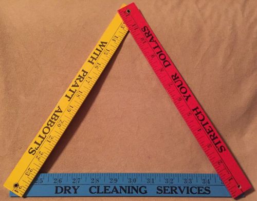 Vintage 3 Color Folding PRATT ABBOTT&#039;s Dry Cleaning Advertising YARD STICK RULER
