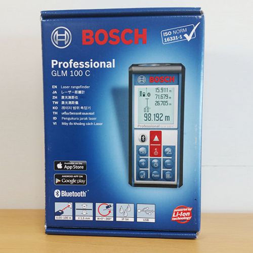 Bosch GLM100C 0.05-100M Laser Distance Angle Measure Li-ion Battery Blue Black