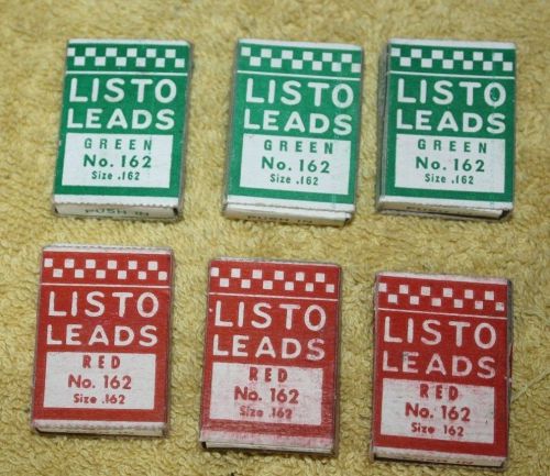 Six(6) LISTO LEADS  No.162 Marking Leads Red &amp; Green..Vintage