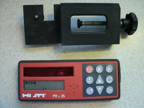 Used Hilti PRA 25 laser detector-remote with PRA 75 holder bracket