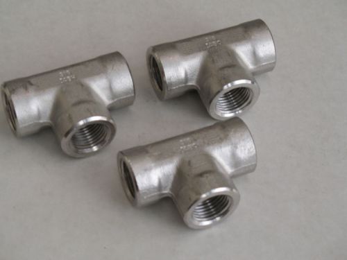 Set of 3 Parker Stainless Steel SS Fitting 3/4&#034; Female Fm Union Tee