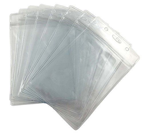 Ujoy Pack of 50 Clear Plastic Vertical Badge Holders, Name Tag Holders, Card