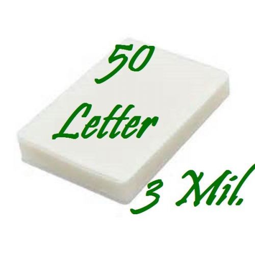 50- Letter Size Laminating Laminator Pouches Sheets  9 x 11-1/2..   3 Mil