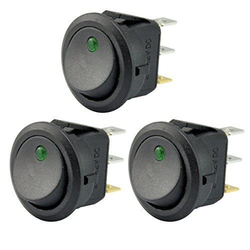 Autoec new 3pc car truck rocker toggle led switch green light on-off control 12v for sale