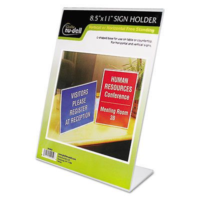 Clear Plastic Sign Holder, Stand-Up, Slanted, 8 1/2 x 11, Sold as 1 Each