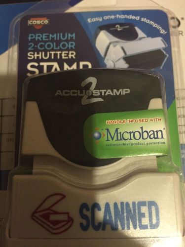 Cosco Premium 2 Color Shutter Stamp &#034; SCANNED &#034;  Microban Handle