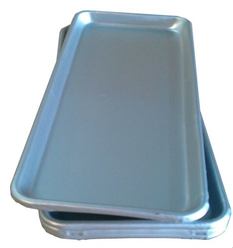 QTY (4) 6&#034; x 15&#034; ALUMINUM MEAT TRAYS PLATTERS PANS MEAT FOOD NSF Approved