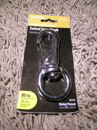 Brand new swivel snap hook ( 1&#034; x 4-1/4&#034; ) 80# load, nickel plated steel for sale