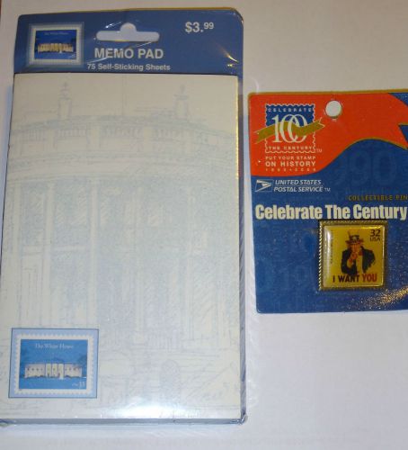 USPS Stamp Memo Pad White House Uncle Sam Pin  Stamps Paper   4&#034; X 6&#034; NIP 2000