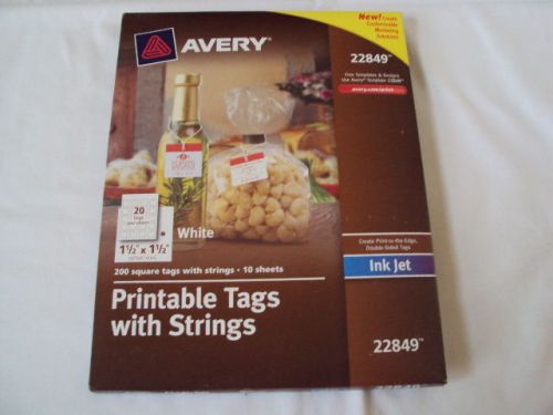 Avery 22849 Printable Tags with Strings, White, 1.5&#034; x 1.5&#034;, 200 Square Tags