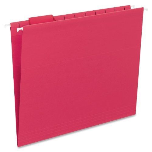 Smead Hanging File Folder with Tab, 1/5-Cut Adjustable Tab, Letter Size, Red, 25