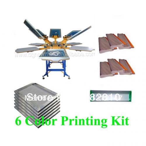 6 color 6 station silk screen printing kit t-shirt printer press equipment DIY