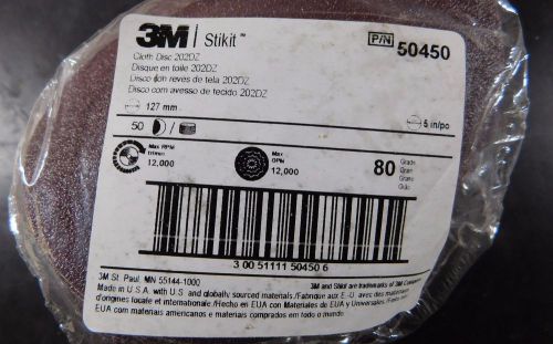 3M Stikit 5&#034; Cloth Disc 202DZ, 80G, Coated Aluminum Oxide, Qty. 50, 50450 /HS1/R