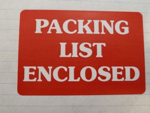 Packing List Enclosed - 3&#034; x 2&#034;  Red and White (20 labels / stickers) BOLD