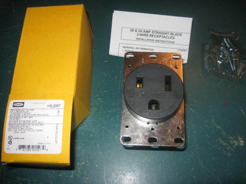 &#034; New in Box &#034; Hubbell Straight Blade Receptacle HBL9367 50A 250V 2 Pole 3 Wire
