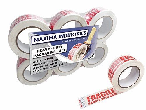 Maxima Tape &#034;Fragile Handle With Care&#034; Heavy-Duty Shipping &amp; Packaging Tape