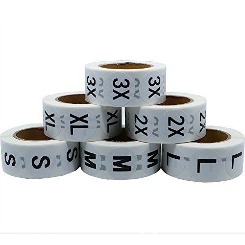 Hybsk(TM) White Round Clothing Size Stickers Adhesive Labels For Retail Apparel