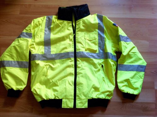 waterproof safety jacket with hood and Removable fleece lining. Size XLarge