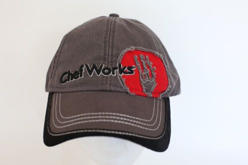 Chef Works - GRAY RED ADJUSTABLE HAT CAP