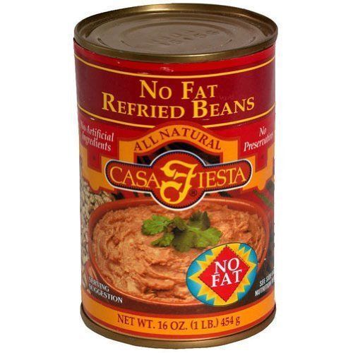 Casa Fiesta No Fat Refried Beans 16 Oz (Pack of 6)