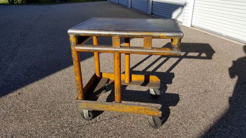 Vintage industrial steel die transfer cart table workshop moving tool heavy duty for sale